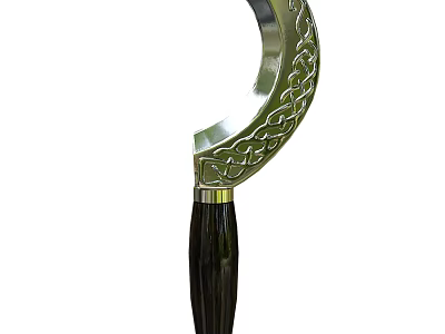 Traditional Decorative Weapon With Carved Silver Blade Black Handle And Gold Accent 3d model