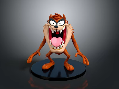 Cartoon Game Movie Character 3D Model Tasmanian Devil With Angry Expression Sharp Teeth Pink Tongue 3d model