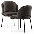 Modern Grey Upholstered Dining Chair With Slender Black Metal Legs For Stylish Home Dining Space