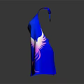 Stylish Blue Halter Dress with Pink Scorpion Print and Modern Design