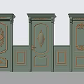 Elegant Ornate Green Hinged Doors With Gold Carvings And Decorative Panels