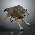 Realistic 3D Wolf Model Running With Detailed Fur Dynamic Pose And Reflective Surface 3d model