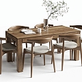 Modern Dining Table and Chair Combination Long Dining Table Dining Chair 3d model