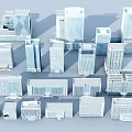 Modern Office Buildings With Various Architectural Designs And Exterior Styles