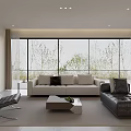 Modern Minimalist Sofa And Coffee Table Set For Bright Spacious Living Room With Large Windows