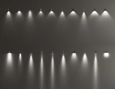 Evenly Arranged Downlights And Spotlights For Bright Wall Illumination 3d model