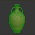 Hand Carved Orange Terra Cotta Vase Sculpture With Two Handles And Cracked Surface