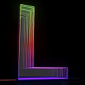 3D Letter Design With Colorful Neon Lights Layered Lines And Illuminated Effect On Black Background