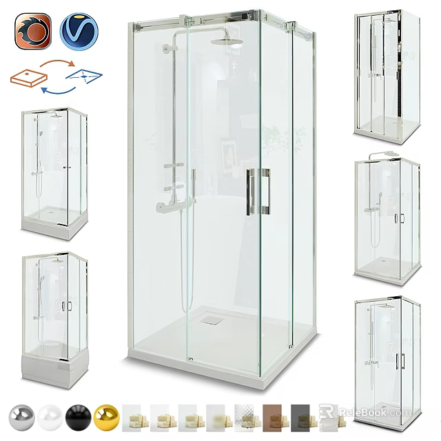 Modern Glass Shower Sauna Enclosure With Transparent Design And Multiple Styles 3d model 