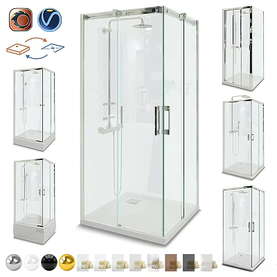 Modern Glass Shower Sauna Enclosure With Transparent Design And Multiple Styles 3d model