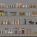 Organized Shelf Display With Various Packaged Products Containers And Items 3d model