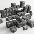 Courtyard landscape stone paving stone block shaped stone bluestone slab 3d model