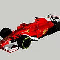 Red Ferrari Formula 1 Racing Car With Sponsor Logos And Black Tires
