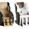 Modern Massage Chairs In Beige And White With Comfortable Cushions And Foot Massage Design