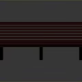 Red Slatted Bench Furniture with Black Legs and Simple Classic Design