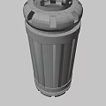Cylindrical Military Weapon With Red Stripes And Black Metal Construction