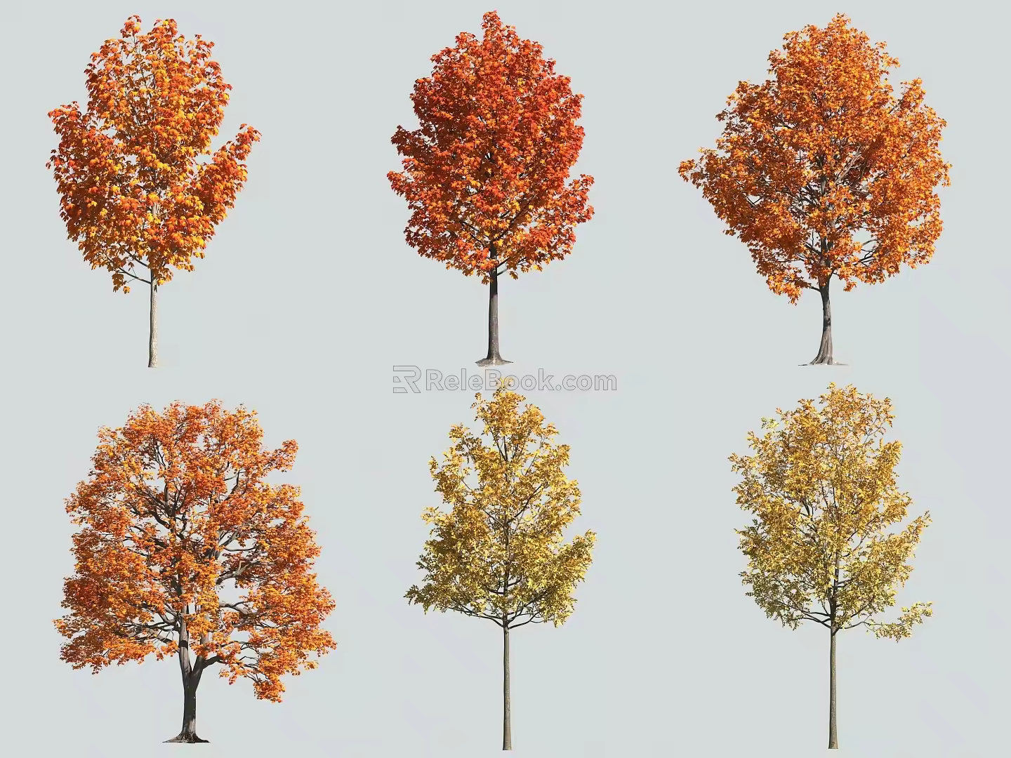 tree yellow leaf tree red leaf tree autumn tree 3d model