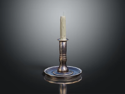 Elegant Silver Candle Holder With Classic Design And Decorative Base Holding Candle 3d model