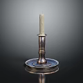 Elegant Silver Candle Holder With Classic Design And Decorative Base Holding Candle