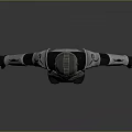 Futuristic Game Movie Character With Silver Black Armor Green Eyes And Chest Design