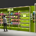 Green Retail Display Shelves With Multi Tiered Racks For Product Display And Customer Access
