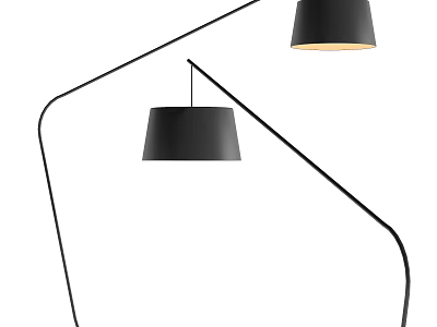 Modern Black Floor Lamp With Two Shades And Minimalist Frame 3d model