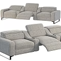 Gray Fabric Reclining Three-Seater Sofa with Cup Holders and Comfortable Design 3d model