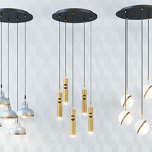 Modern chandelier fashion simple metal chandelier combination 3d model