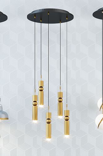 Modern chandelier fashion simple metal chandelier combination 3d model