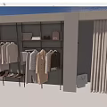 Clothes Store Display Rack With Hanging Different Styles Wardrobe And Neutral Tones 3d model