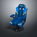 Ergonomic Office Chair Blue and Yellow Racing Style Stitched Design with Adjustable Armrests Black Base