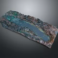 Miniature Garden Feature With Natural Rocks Water Stream And Lush Green Plants