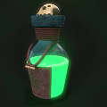 Medical Device Green Glowing Bottle With Rope Knot And Mossy Label For Medical Use