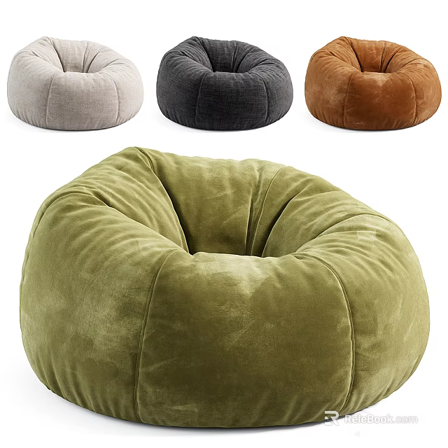 Comfortable Velvet Bean Bag Chair In Multiple Colors For Living Room Decor 3d model 