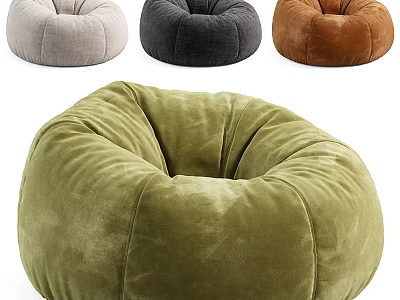Comfortable Velvet Bean Bag Chair In Multiple Colors For Living Room Decor 3d model