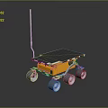 Orange Lunar Rover With Solar Panels Wheels And Antenna For Space Exploration