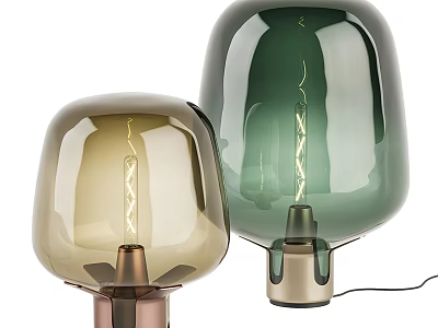 Modern Table Lamps With Glass Shades And Green Gold Metal Bases 3d model