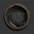 Ancient Clay Pottery Sculpture With Hand Carved Textured Surface And Worn Edges