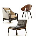 Modern Single Sofa Collection With Leather Fabric And Wooden Frame Design