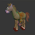 Brown Plush Horse Toy With Pink Nose And Orange Saddle Details