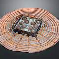 Colorful Assorted Chocolates in Decorative Box on Round Woven Tray