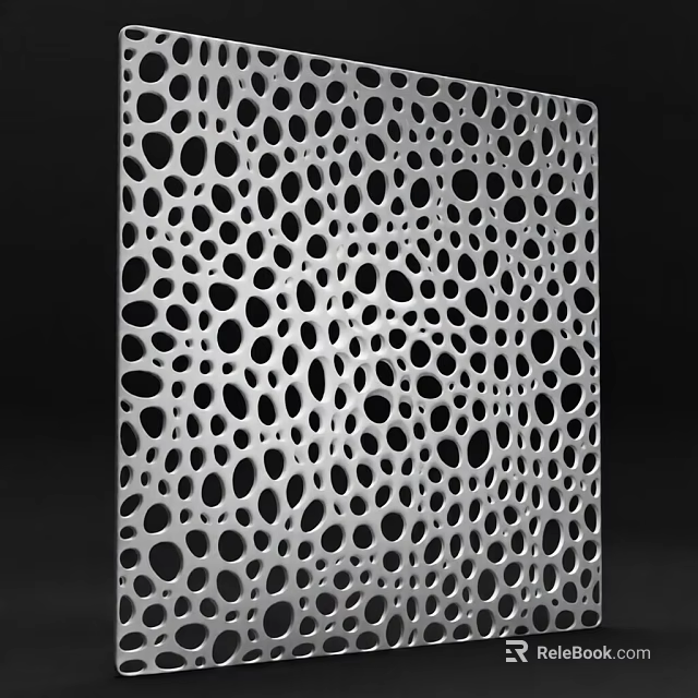 Modern Perforated Room Divider With Circular Hollowed Out Patterns For Interior Decor 3d model 