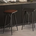 Modern Kitchen Bar Stools With Brown And Black Seats And Metal Legs