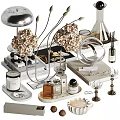 Elegant Decorative Ornament Set With Floral Arrangement Fragrance Bottles Candles Trays And Books