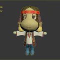 Cartoon Animal Character With Brown Fur Red White Top Blue Pants And Yellow Headband Decorations