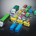 Colorful Toy Cars Collection Including Trucks School Buses And Small Vehicles