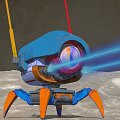 Blue And Orange Mechanical Crab Garden Ornament With Unique Sculpture Design For Outdoor Decor