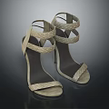 Stylish Elegant Leather High Heel Sandals With Crossover Straps Design