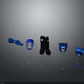 Professional Boxing Equipment Collection Featuring Blue Black Gloves Helmet and Shin Guards Set