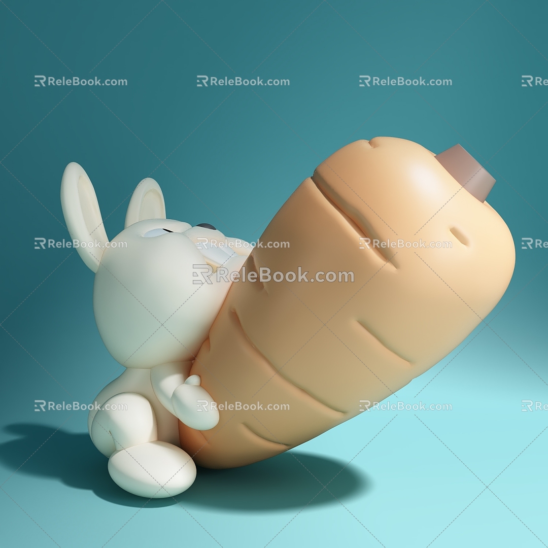 Creative ornaments workers rabbit pull radish ornaments 3d model